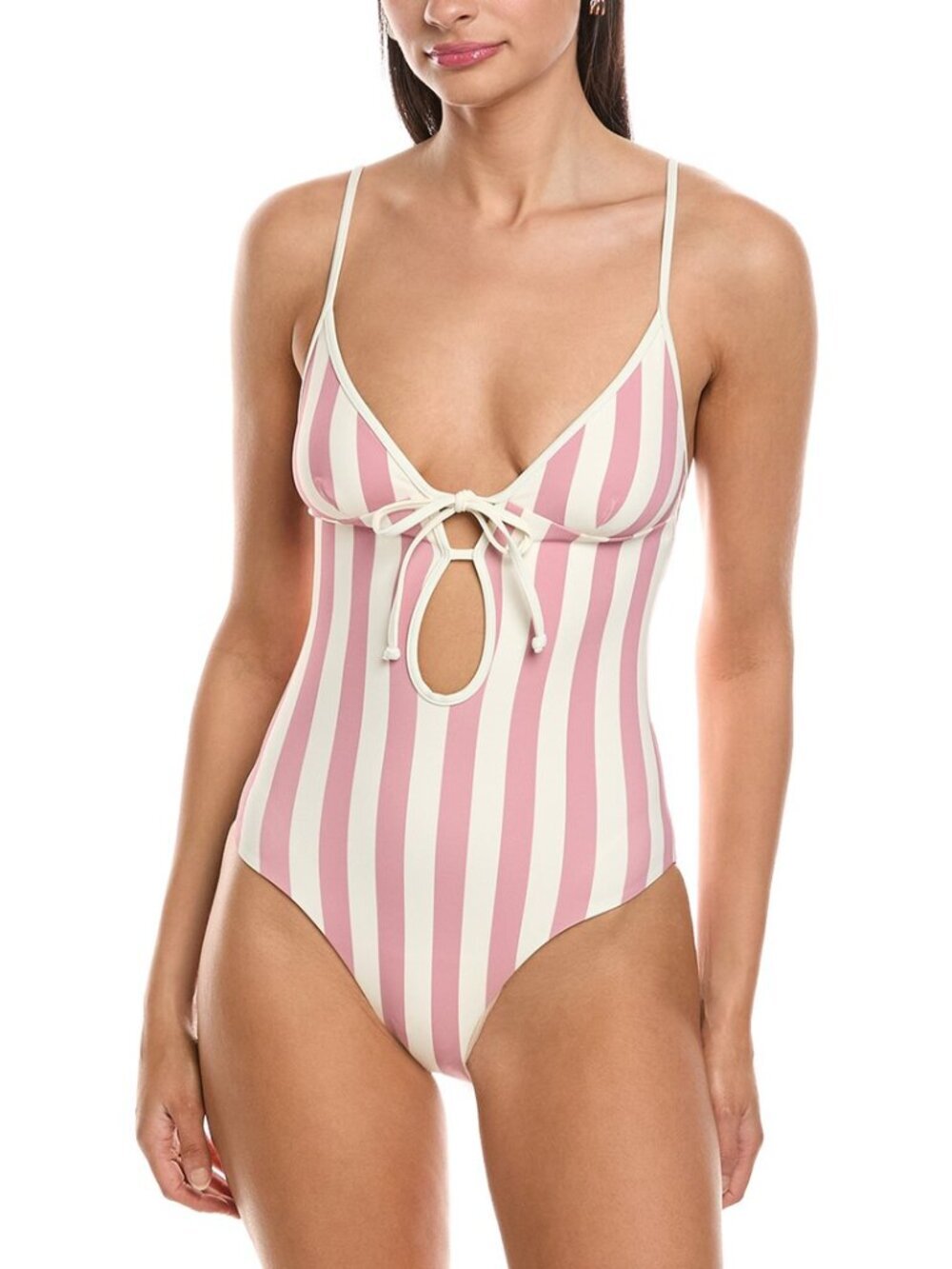 ONIA Soleil One-piece Swimsuit in Rose/White Size Large